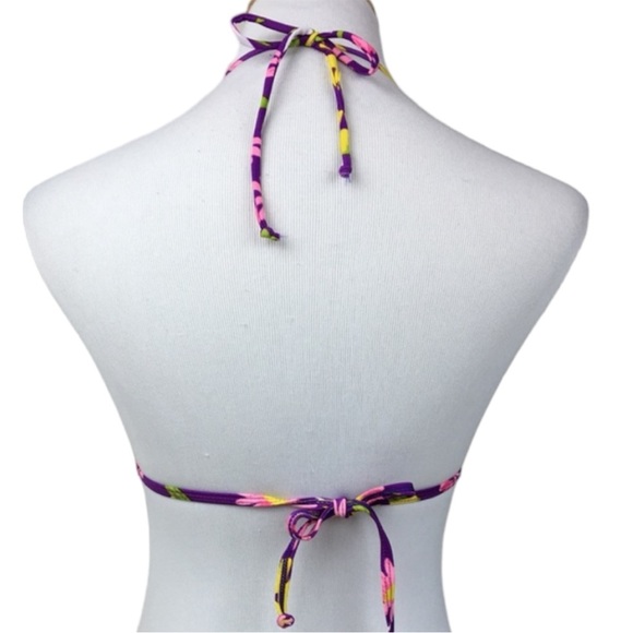 Hoopa Pink and Purple Floral Triangle Slide Bikini Top - Picture 3 of 4